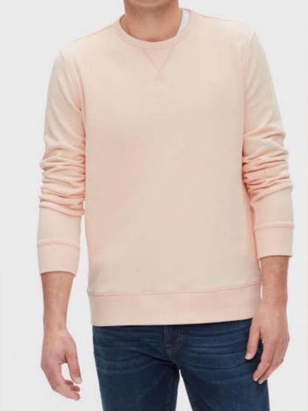Banana Republic Men’s French Terry Crewneck Sweater in light peach